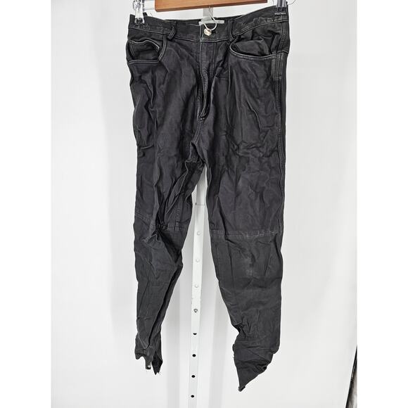 Vintage Hugo Buscati Womens Sz 8P Petite 100% Leather Bootcut Pants Black - Picture 1 of 4